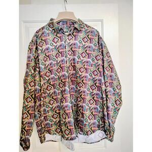 Kalmin Ross 5XL Men Geometric Long Sleeve Dress Shirt Wild